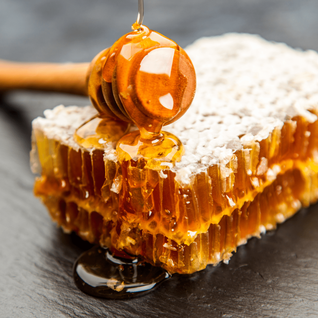 Comb honey showing raw honey in its most natural form